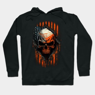 Public Works American Flag - Distressed Skull Hoodie